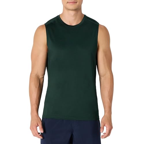 Amazon Essentials Herren Muscle-Shirt aus Tech-Stretch, Dunkelgrün, XXL von Amazon Essentials