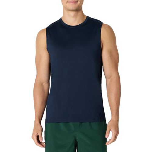 Amazon Essentials Herren Muscle-Shirt aus Tech-Stretch, Marineblau, L von Amazon Essentials