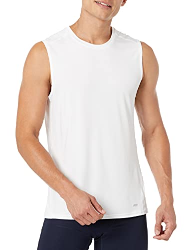 Amazon Essentials Herren Leichtes, Ärmelloses Muskelshirt Aus Schnelltrocknendem Funktionsstretch, Weiß, XXL von Amazon Essentials