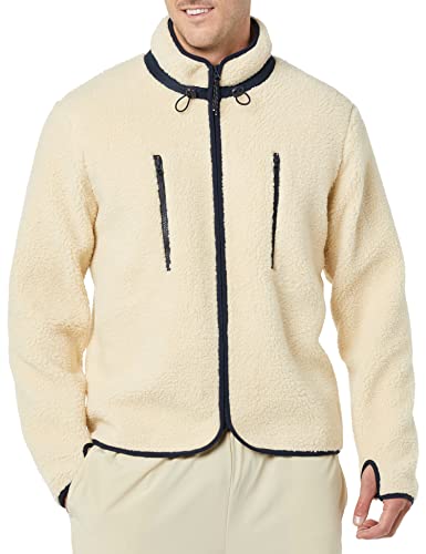 Amazon Essentials Herren Sherpa-Fleecejacke mit durchgehendem Reißverschluss, Beige, S von Amazon Essentials