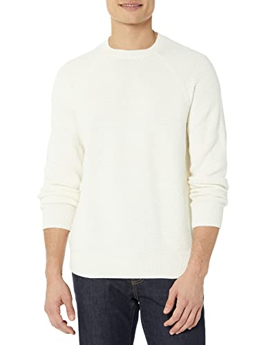 Amazon Essentials Herren Oversize-Pullover mit Rundhalsausschnitt aus strukturierter Baumwolle, Eierschalenweiß, XXL von Amazon Essentials