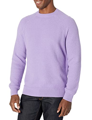 Amazon Essentials Herren Oversize-Pullover mit Rundhalsausschnitt aus strukturierter Baumwolle, Lavendel, XS von Amazon Essentials