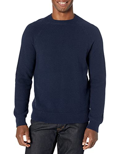 Amazon Essentials Herren Oversize-Pullover mit Rundhalsausschnitt aus strukturierter Baumwolle, Marineblau, L von Amazon Essentials