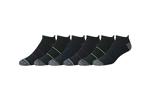 Amazon Essentials Herren Kurze No-Show-Socken – Performancebereich, bequeme Polsterung, athletisch, 6 Paar, Schwarz, 46-48 von Amazon Essentials