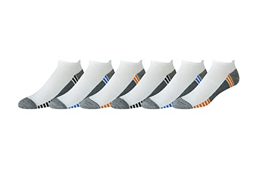 Amazon Essentials Herren Kurze No-Show-Socken – Performancebereich, bequeme Polsterung, athletisch, 6 Paar, Weiß, 46-48 von Amazon Essentials