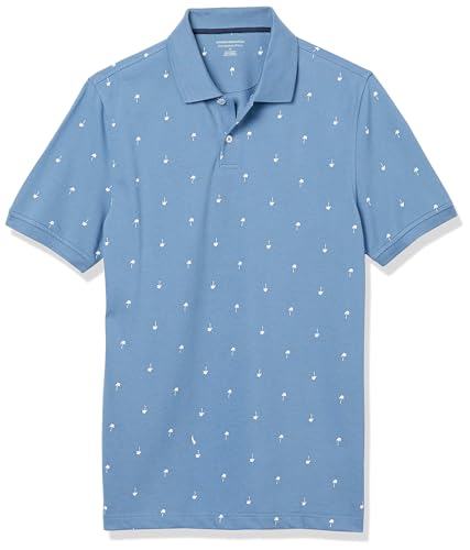Amazon Essentials Herren Piqué-Poloshirt aus Baumwolle, Schmale Passform, Blau Palmenaufdruck, S Amazon Essentials Herren Piqué-Poloshirt aus Baumwolle, Schmale Passform, Blau Palmenaufdruck, S von Amazon Essentials