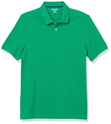 Amazon Essentials Herren Piqué-Poloshirt aus Baumwolle, Schmale Passform, Grün, S von Amazon Essentials