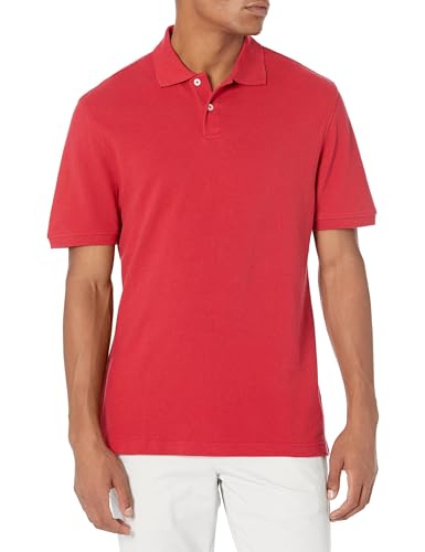 Amazon Essentials Herren Piqué-Poloshirt aus Baumwolle, Schmale Passform, Rot, XL von Amazon Essentials