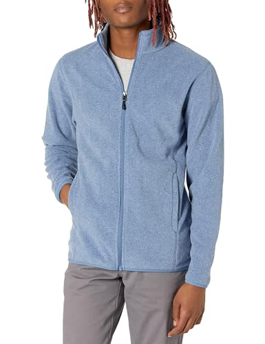 Amazon Essentials Herren Fleecejacke mit durchgehendem Reißverschluss (in Big und Tall erhältlich), Blau Heide, L von Amazon Essentials