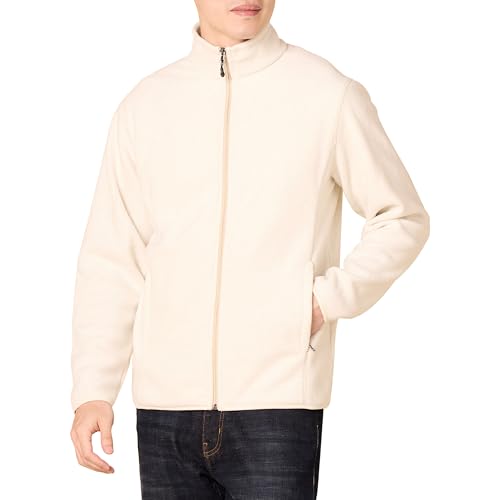 Amazon Essentials Herren Fleecejacke mit durchgehendem Reißverschluss (in Big und Tall erhältlich), Haferbeige Meliert, S von Amazon Essentials