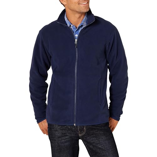 Amazon Essentials Herren Fleecejacke mit durchgehendem Reißverschluss (in Big und Tall erhältlich), Marineblau, L von Amazon Essentials