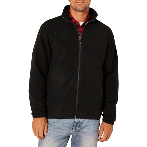 Amazon Essentials Herren Fleecejacke mit durchgehendem Reißverschluss (in Big und Tall erhältlich), Schwarz, L von Amazon Essentials