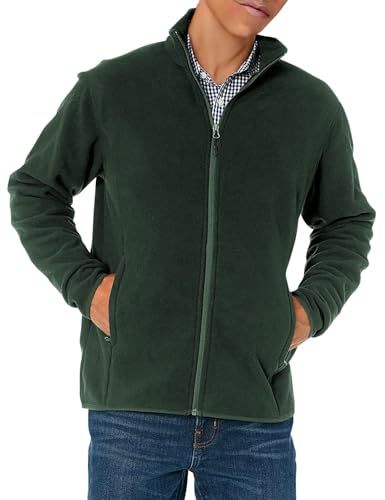 Amazon Essentials Herren Fleecejacke mit durchgehendem Reißverschluss (in Big und Tall erhältlich), Tannengrün, M von Amazon Essentials