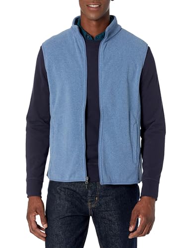 Amazon Essentials Herren Polarfleece-Weste mit durchgehendem Reißverschluss (erhältlich in Big & Tall), Blau Heide, L von Amazon Essentials