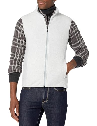 Amazon Essentials Herren Polarfleece-Weste mit durchgehendem Reißverschluss (erhältlich in Big & Tall), Hellgrau Meliert, XXL von Amazon Essentials