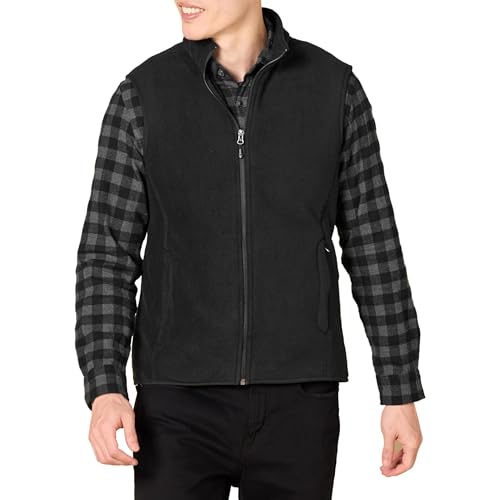 Amazon Essentials Herren Polarfleece-Weste mit durchgehendem Reißverschluss (erhältlich in Big & Tall), Schwarz, M von Amazon Essentials