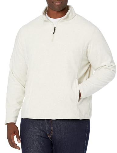 Amazon Essentials Herren Polarfleecejacke mit Viertelreißverschluss, Haferbeige Meliert, M von Amazon Essentials