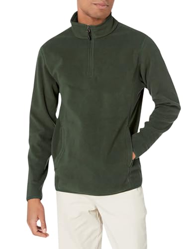 Amazon Essentials Herren Polarfleecejacke mit Viertelreißverschluss, Tannengrün, M von Amazon Essentials