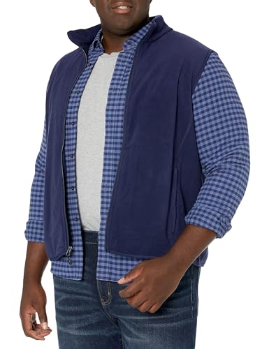 Amazon Essentials Herren Polarfleece-Weste mit durchgehendem Reißverschluss (erhältlich in Big & Tall), Marineblau, 4XL Große Größen Tall von Amazon Essentials