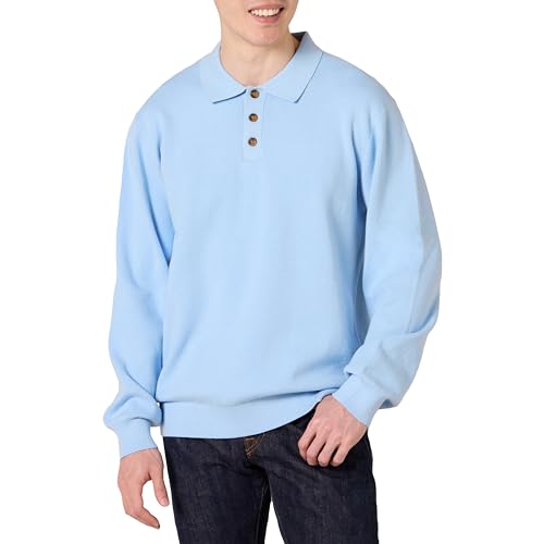 Amazon Essentials Herren Polo-Strickpullover Mit Lockerer Passform, Puderblau, S von Amazon Essentials