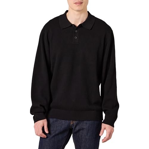 Amazon Essentials Herren Polo-Strickpullover Mit Lockerer Passform, Schwarz, XXL von Amazon Essentials