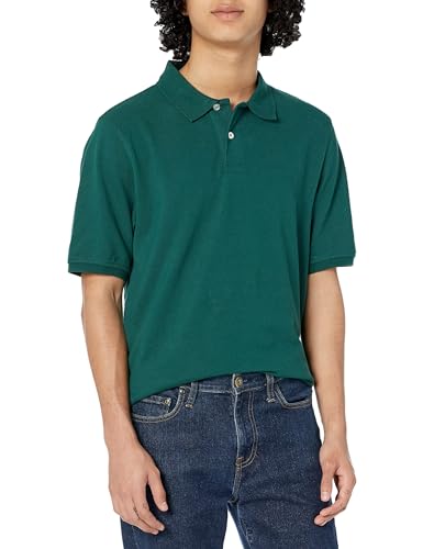 Amazon Essentials Herren Polohemd aus Baumwollpiqué in normaler Passform (erhältlich in Übergrößen), Dunkelgrün, XXL von Amazon Essentials