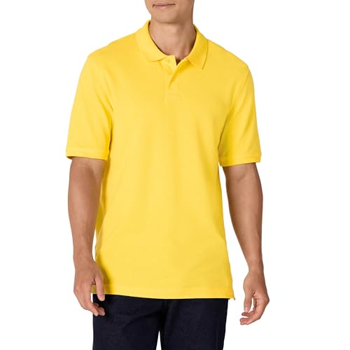 Amazon Essentials Herren Polohemd aus Baumwollpiqué in normaler Passform (erhältlich in Übergrößen), Gelb, XS von Amazon Essentials