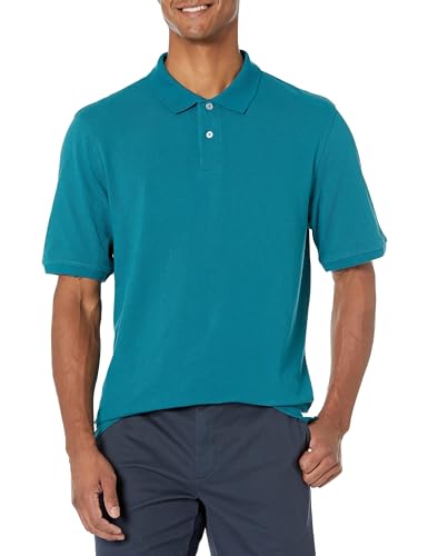 Amazon Essentials Herren Polohemd aus Baumwollpiqué in normaler Passform (erhältlich in Übergrößen), Grünblau, M von Amazon Essentials