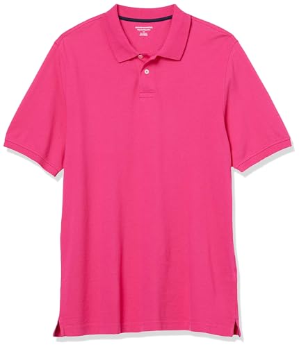 Amazon Essentials Herren Polohemd aus Baumwollpiqué in normaler Passform (erhältlich in Übergrößen), Intensive Rosa, M von Amazon Essentials