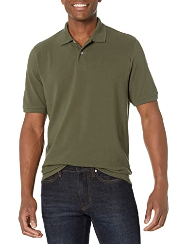 Amazon Essentials Herren Polohemd aus Baumwollpiqué in normaler Passform (erhältlich in Übergrößen), Olivgrün, L von Amazon Essentials