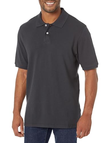 Amazon Essentials Herren Polohemd aus Baumwollpiqué in normaler Passform (erhältlich in Übergrößen), Schwarz, XXL von Amazon Essentials