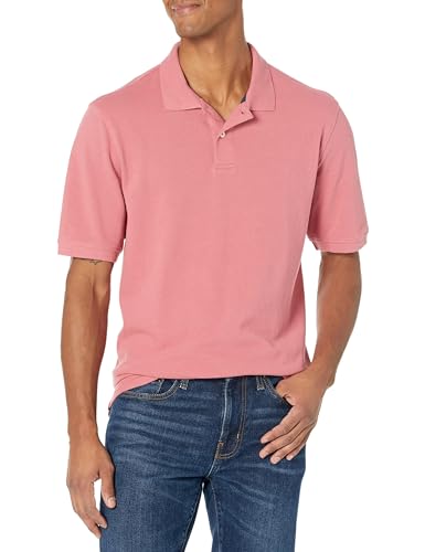 Amazon Essentials Herren Polohemd aus Baumwollpiqué in normaler Passform (erhältlich in Übergrößen), Verwaschenes Rot, XL von Amazon Essentials