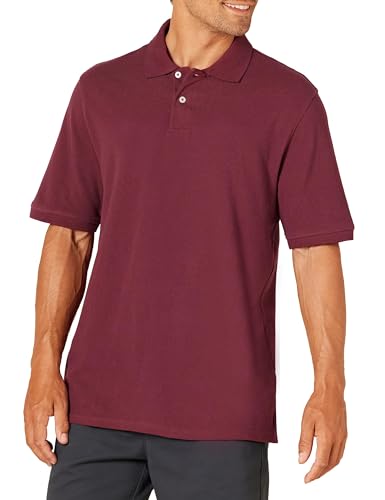 Amazon Essentials Herren Polohemd aus Baumwollpiqué in normaler Passform (erhältlich in Übergrößen), Burgunderrot, XXL von Amazon Essentials