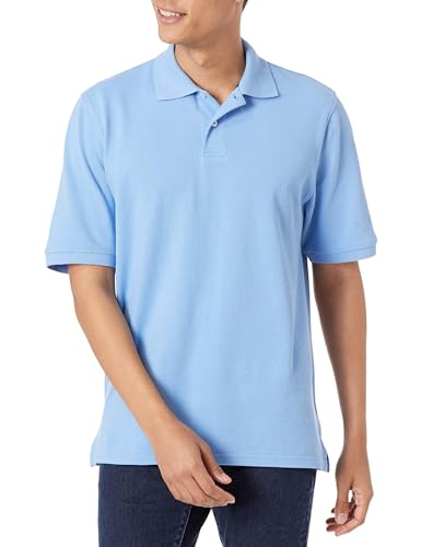 Amazon Essentials Herren Polohemd mit normaler Passform aus Baumwollpiqué (erhältlich in Big & Tall), Französisch Blau, L von Amazon Essentials