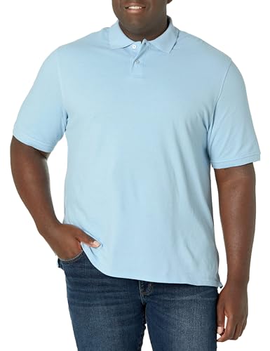 Amazon Essentials Herren Polohemd mit normaler Passform aus Baumwollpiqué (erhältlich in Big & Tall), Hellblau, M von Amazon Essentials