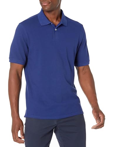 Amazon Essentials Herren Polohemd aus Baumwollpiqué in normaler Passform (erhältlich in Übergrößen), Marineblau, L von Amazon Essentials