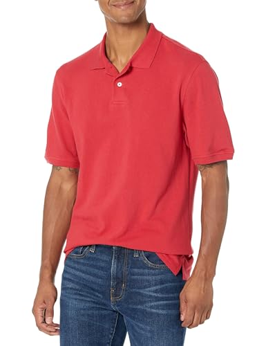 Amazon Essentials Herren Polohemd mit normaler Passform aus Baumwollpiqué (erhältlich in Big & Tall), Rot, XXL Große Größen von Amazon Essentials