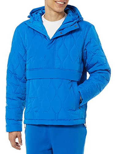 Amazon Essentials Herren Anorak-Steppmantel Mit Kapuze Und Viertelreißverschluss, Kräftiges Blau, M von Amazon Essentials