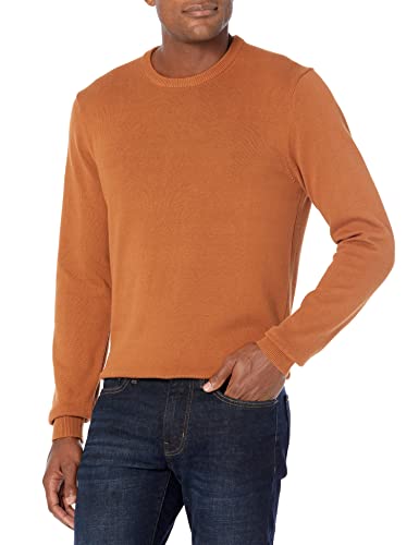 Amazon Essentials Herren Langärmliger Pullover Mit Rundhalsausschnitt, 100% Baumwolle, Erhältlich In Groß Und Schwer, Rostfarben, XS von Amazon Essentials