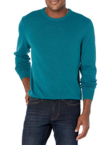 Amazon Essentials Herren Langärmliger Pullover Mit Rundhalsausschnitt, 100% Baumwolle, Erhältlich In Groß Und Schwer, Grünblau Meliert, L von Amazon Essentials