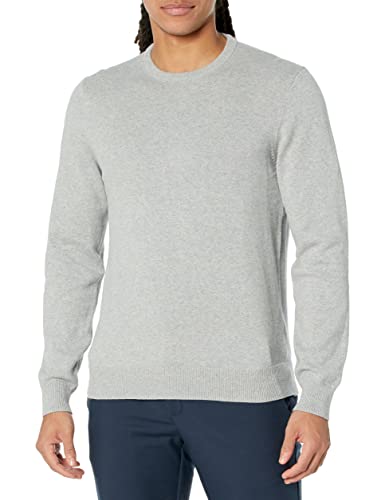 Amazon Essentials Herren Langärmliger Pullover Mit Rundhalsausschnitt, 100% Baumwolle, Erhältlich In Groß Und Schwer, Hellgrau Meliert, L von Amazon Essentials