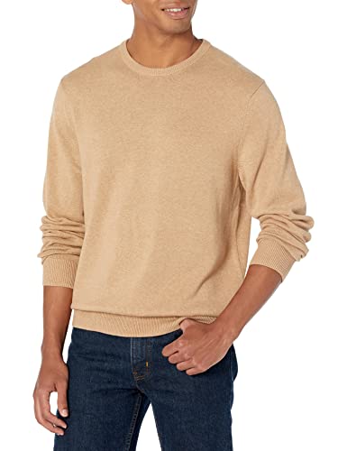 Amazon Essentials Herren Langärmliger Pullover Mit Rundhalsausschnitt, 100% Baumwolle, Erhältlich In Groß Und Schwer, Kamelbraun Meliert, XL von Amazon Essentials