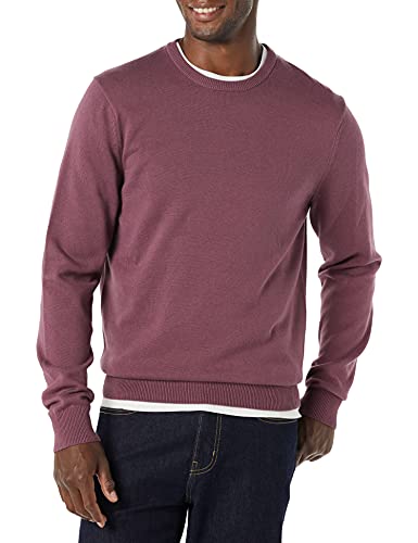 Amazon Essentials Herren Langärmliger Pullover Mit Rundhalsausschnitt, 100% Baumwolle, Erhältlich In Groß Und Schwer, Pflaume, M von Amazon Essentials
