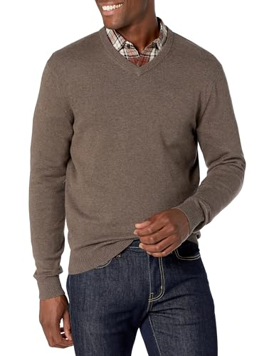 Amazon Essentials Herren Pullover mit V-Ausschnitt (in Übergröße erhältlich), Braunheide, XS von Amazon Essentials