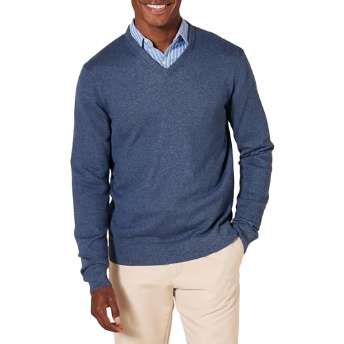 Amazon Essentials Herren Pullover mit V-Ausschnitt (in Übergröße erhältlich), Blau Heide, XXL Große Größen Tall von Amazon Essentials