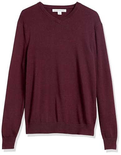 Amazon Essentials Herren Pullover mit V-Ausschnitt (in Übergröße erhältlich), Burgunderrot, XL von Amazon Essentials