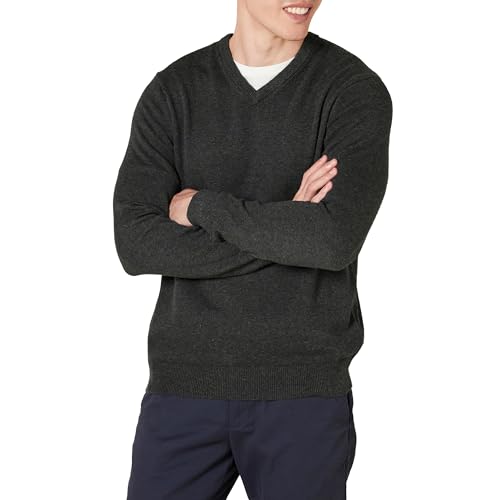 Amazon Essentials Herren Pullover-Pullover Mit V-Ausschnitt (Erhältlich In Groß und Schwer), Dunkelgrau Meliert, M von Amazon Essentials
