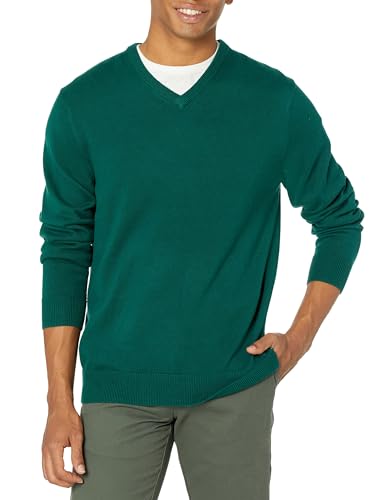 Amazon Essentials Herren Pullover mit V-Ausschnitt (in Übergröße erhältlich), Dunkelgrün, L von Amazon Essentials