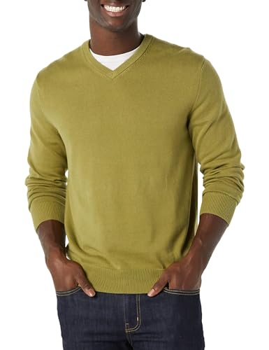 Amazon Essentials Herren Pullover mit V-Ausschnitt (in Übergröße erhältlich), Goldene Olive, M von Amazon Essentials