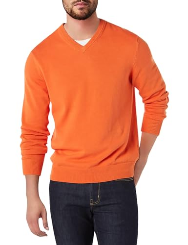 Amazon Essentials Herren Pullover mit V-Ausschnitt (in Übergröße erhältlich), Orange, M von Amazon Essentials